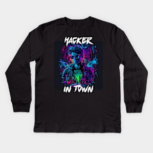 Hacker in Town 4 Kids Long Sleeve T-Shirt